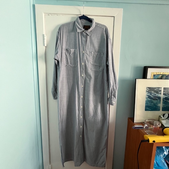 Vintage Eddie Bauer Oxford Shirtdress, M Tall, Blue - Picture 2 of 13